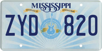 MS license plate ZYD820