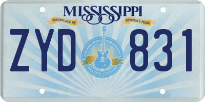 MS license plate ZYD831