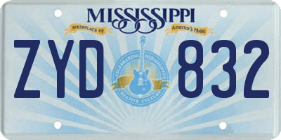 MS license plate ZYD832