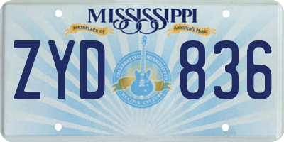 MS license plate ZYD836
