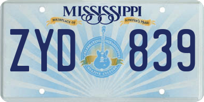 MS license plate ZYD839