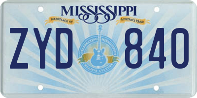 MS license plate ZYD840