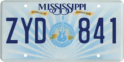 MS license plate ZYD841