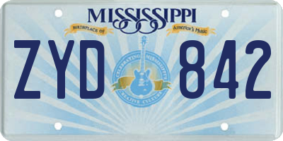 MS license plate ZYD842