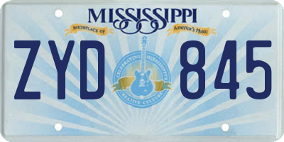 MS license plate ZYD845