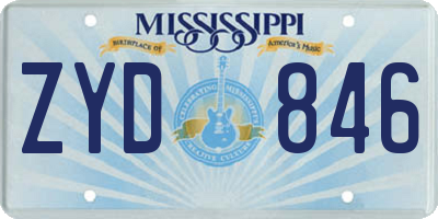 MS license plate ZYD846