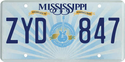 MS license plate ZYD847