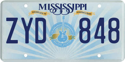 MS license plate ZYD848