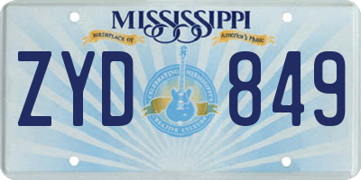 MS license plate ZYD849