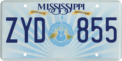 MS license plate ZYD855