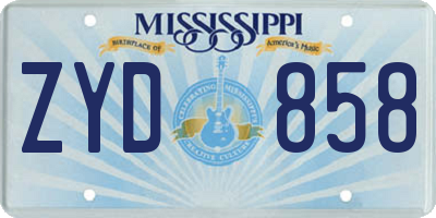 MS license plate ZYD858