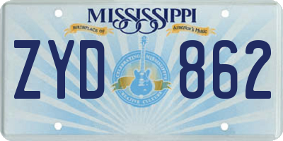 MS license plate ZYD862
