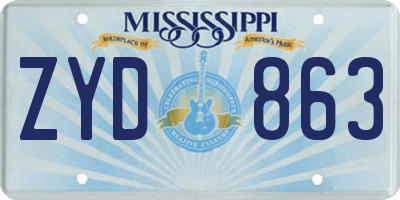 MS license plate ZYD863