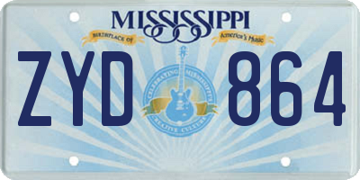 MS license plate ZYD864