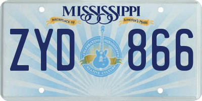 MS license plate ZYD866