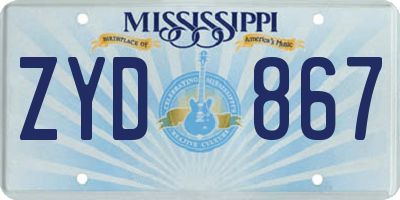 MS license plate ZYD867