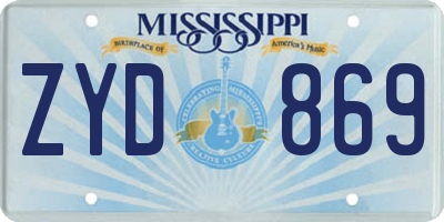 MS license plate ZYD869