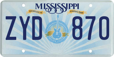 MS license plate ZYD870