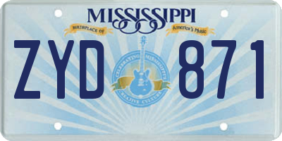 MS license plate ZYD871
