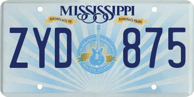 MS license plate ZYD875