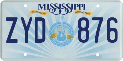 MS license plate ZYD876