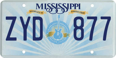 MS license plate ZYD877