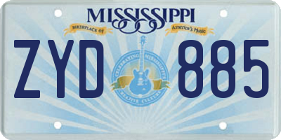 MS license plate ZYD885