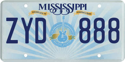 MS license plate ZYD888