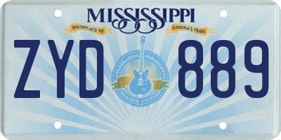 MS license plate ZYD889