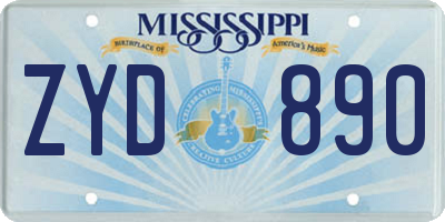 MS license plate ZYD890