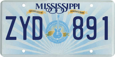 MS license plate ZYD891