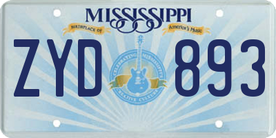 MS license plate ZYD893