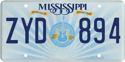 MS license plate ZYD894