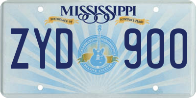 MS license plate ZYD900