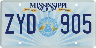 MS license plate ZYD905