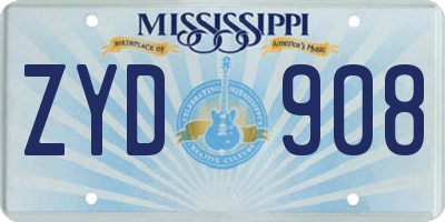 MS license plate ZYD908