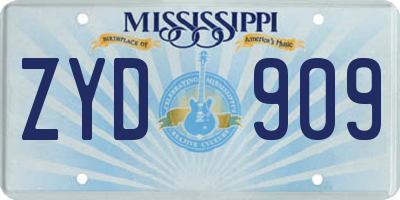 MS license plate ZYD909