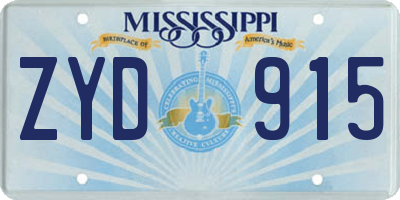 MS license plate ZYD915