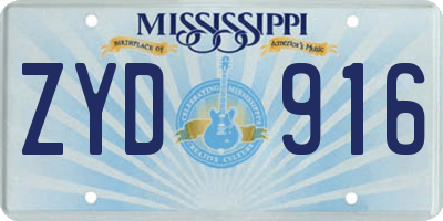 MS license plate ZYD916