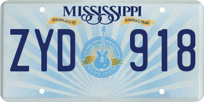 MS license plate ZYD918