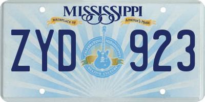 MS license plate ZYD923