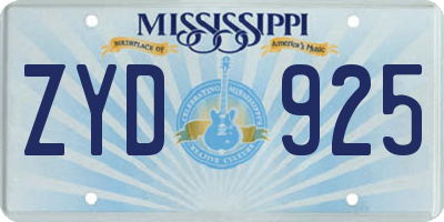 MS license plate ZYD925
