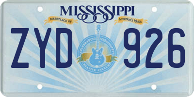 MS license plate ZYD926