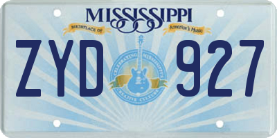 MS license plate ZYD927