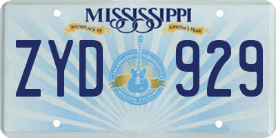 MS license plate ZYD929