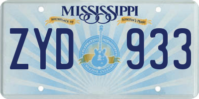 MS license plate ZYD933