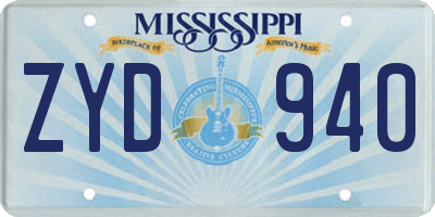MS license plate ZYD940