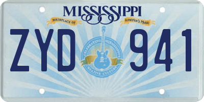MS license plate ZYD941