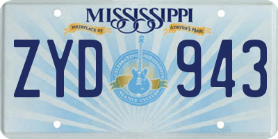 MS license plate ZYD943