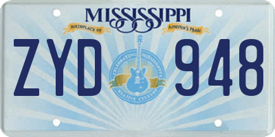 MS license plate ZYD948